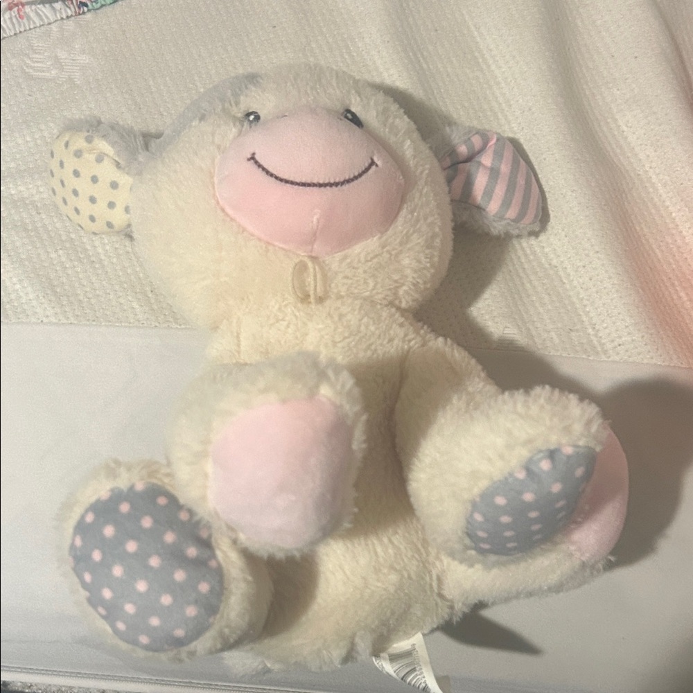 Adorable Cream and Pink Plush Sheep Toy